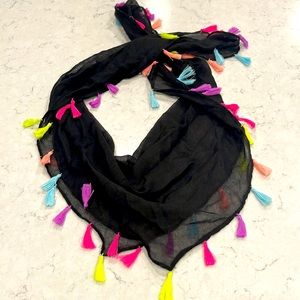 Triangle Style Scarf with Colorful Tassels